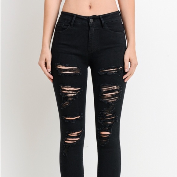 High Waist Distressed Skinny Jeans - Picture 3 of 8